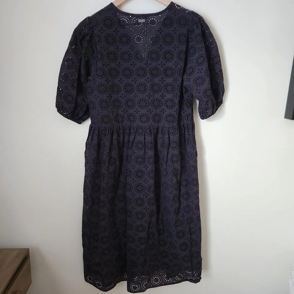 Barbour | 100% Cotton Hazel Eyelet Short Sleeve Midi Dress - Sz 4 *Missing Slip* - Picture 6 of 10
